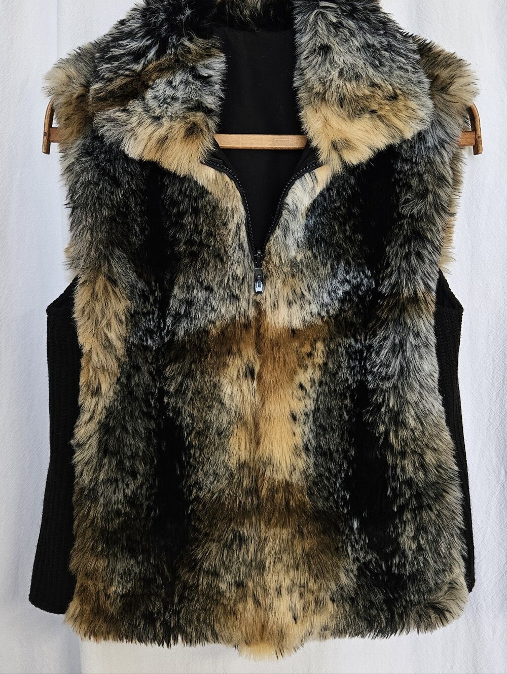 Vintage Brown Faux Fox Fur Vest Womens M Festival Wear ROCHE Ski Wear